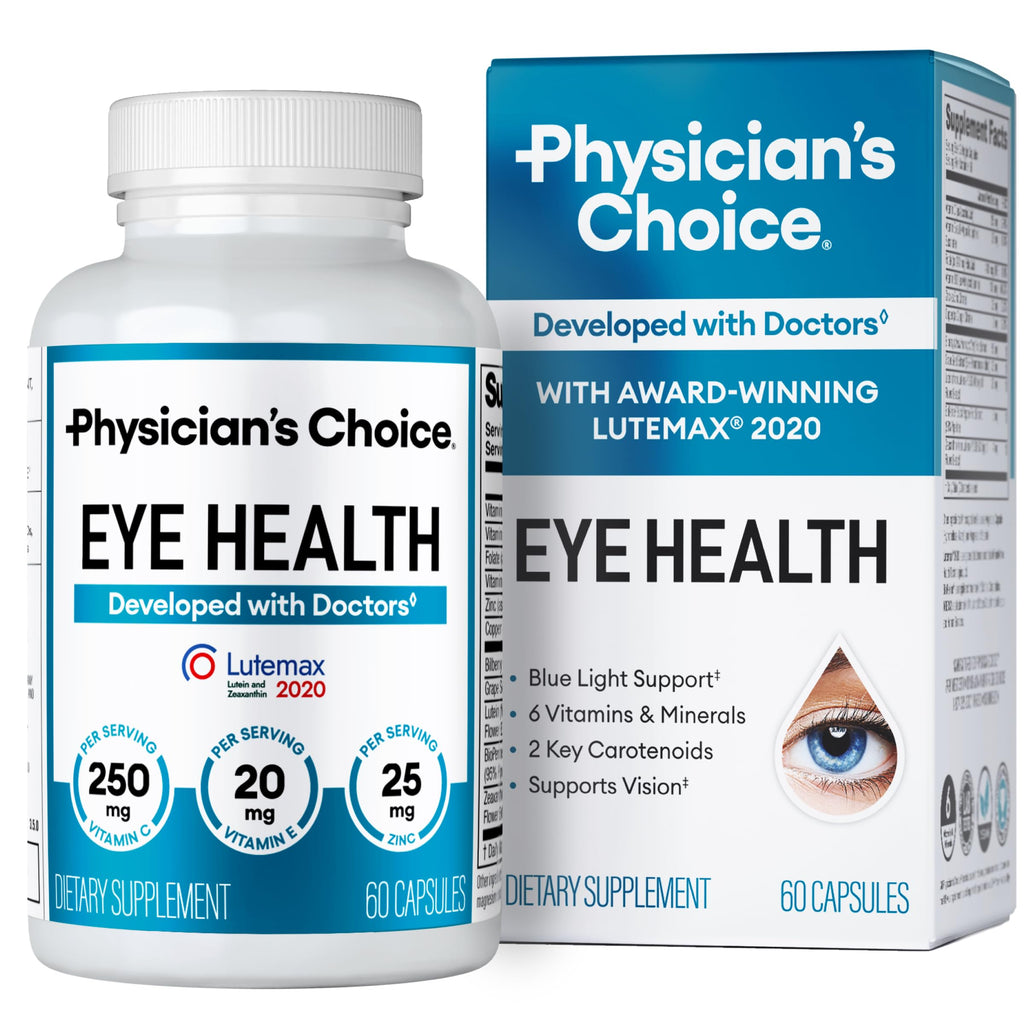 Physician's Choice Eye Health - Lutein, Zeaxanthin & Bilberry Extract - Supports Eye Strain, Dry Eyes, and Vision Health - 2 Award-Winning Clinically Proven Eye Vitamin Ingredients - Carotenoid Blend