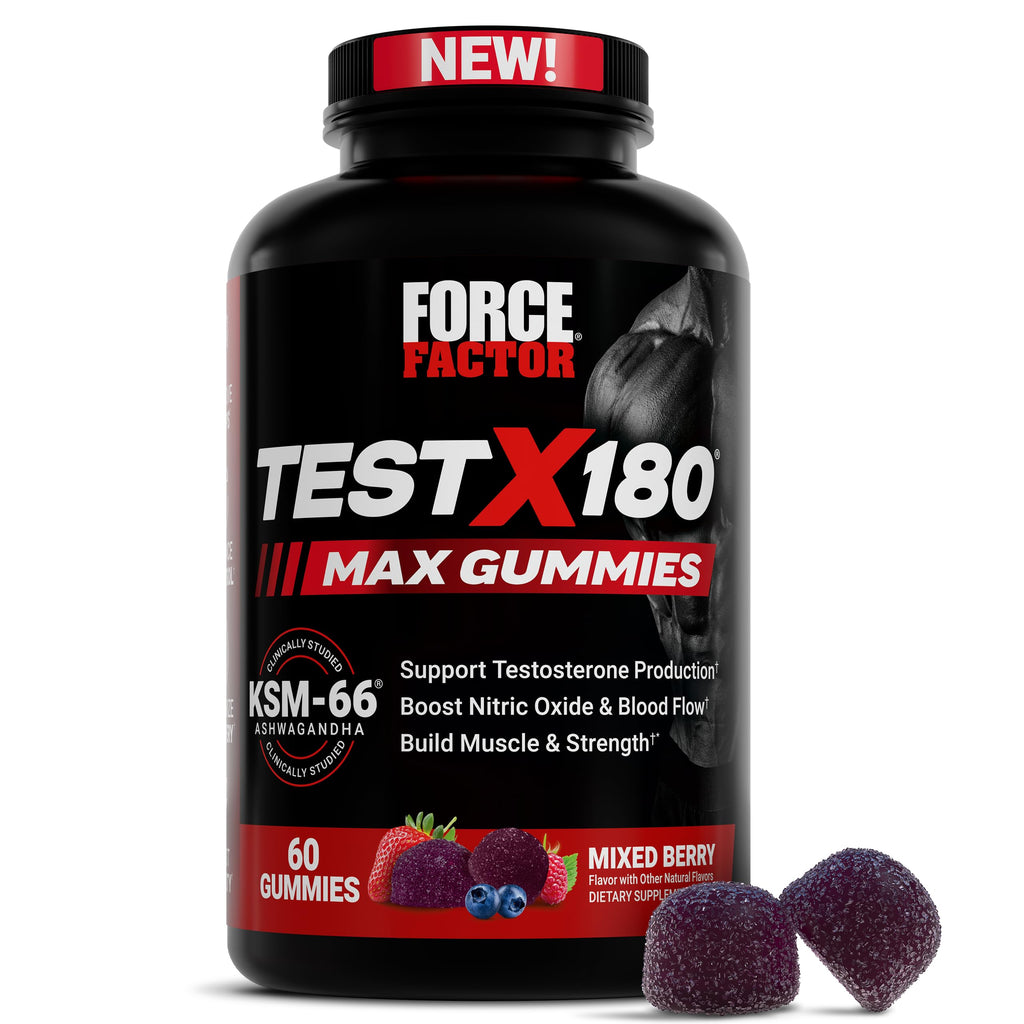 Force Factor Test X180 Max Gummies, Testosterone Booster Supplement for Men