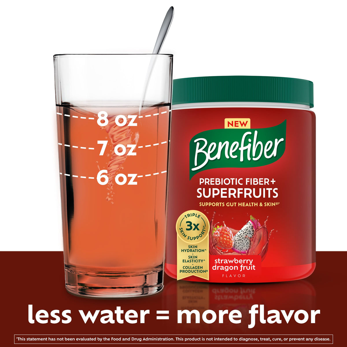 Benefiber Prebiotic Fiber + Superfruits, Strawberry Dragon Fruit, 8.8 oz