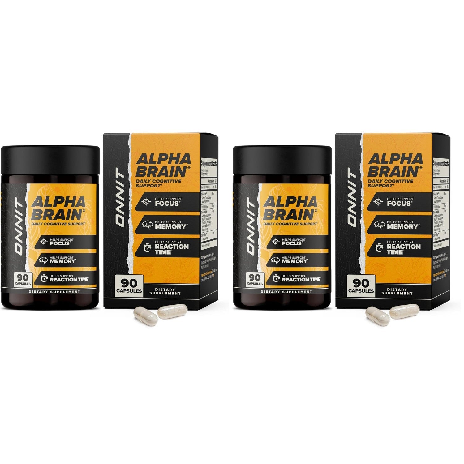 ONNIT Alpha Brain Nootropic Brain Supplement for Focus & Memory, 90 Count | IGEN Non-GMO Tested; L-Theanine, Alpha GPC & Vitamin B6; brain supplement for memory, focus & mental clarity, men & women