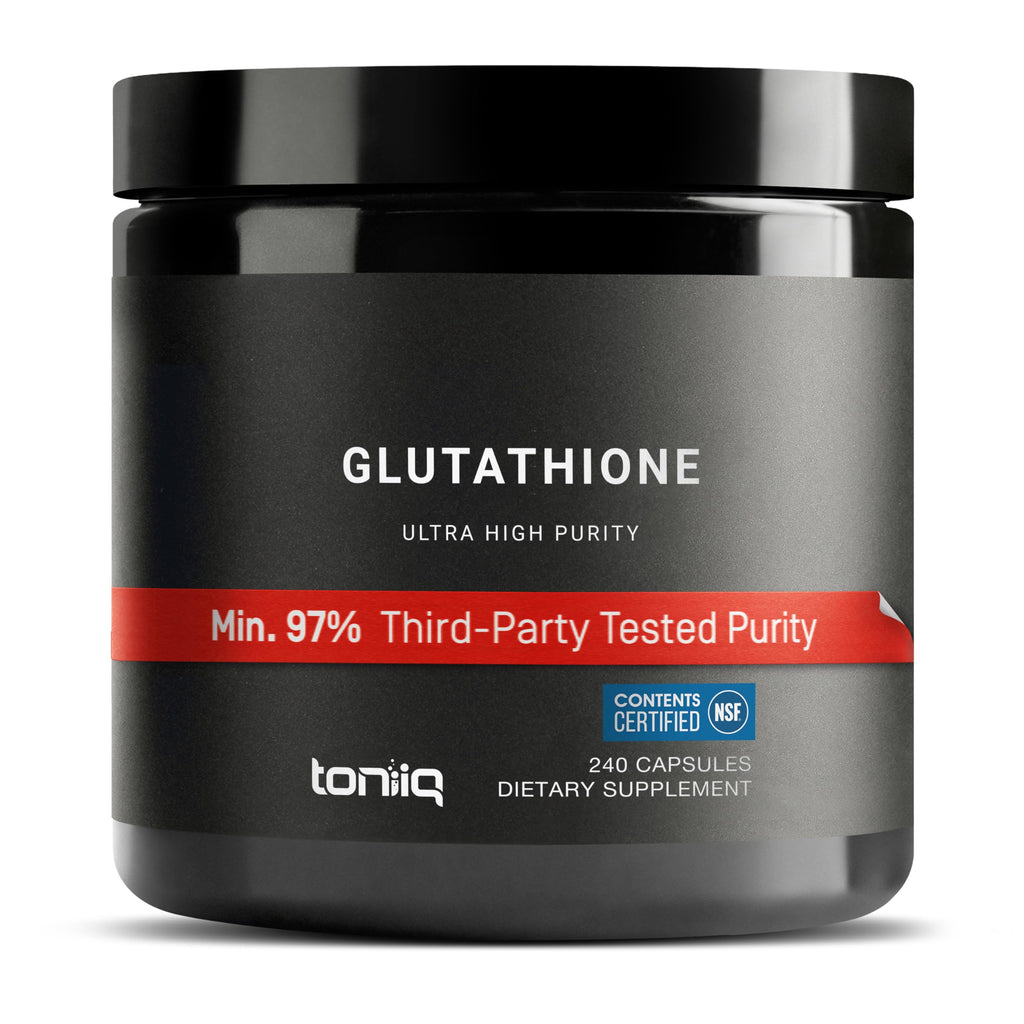 Toniiq NSF Certified Ultra High Strength Glutathione Capsules - 1000mg | Concentrated Formula—98%+ Highly Purified and Bioavailable—Non-GMO Fermentation—60 Capsules Reduced Glutathione Supplement