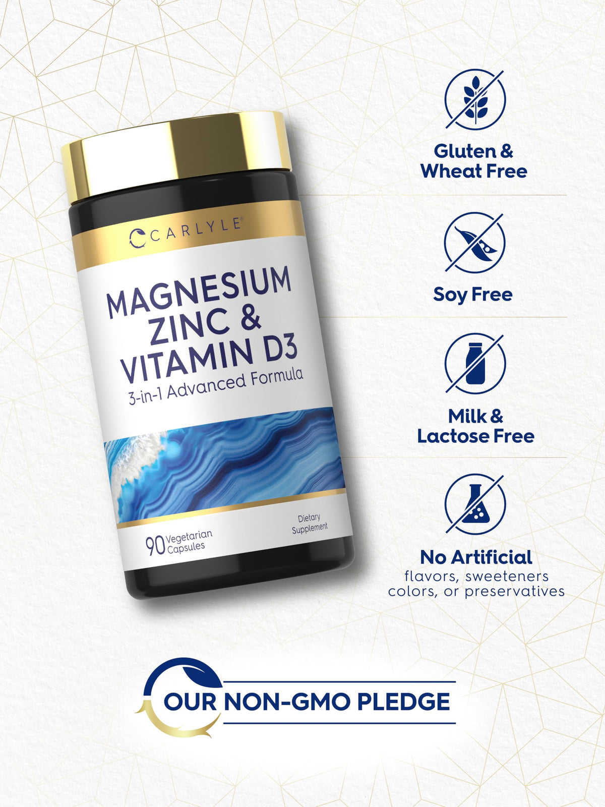 Carlyle Magnesium Zinc and Vitamin D3 | 90 Capsules