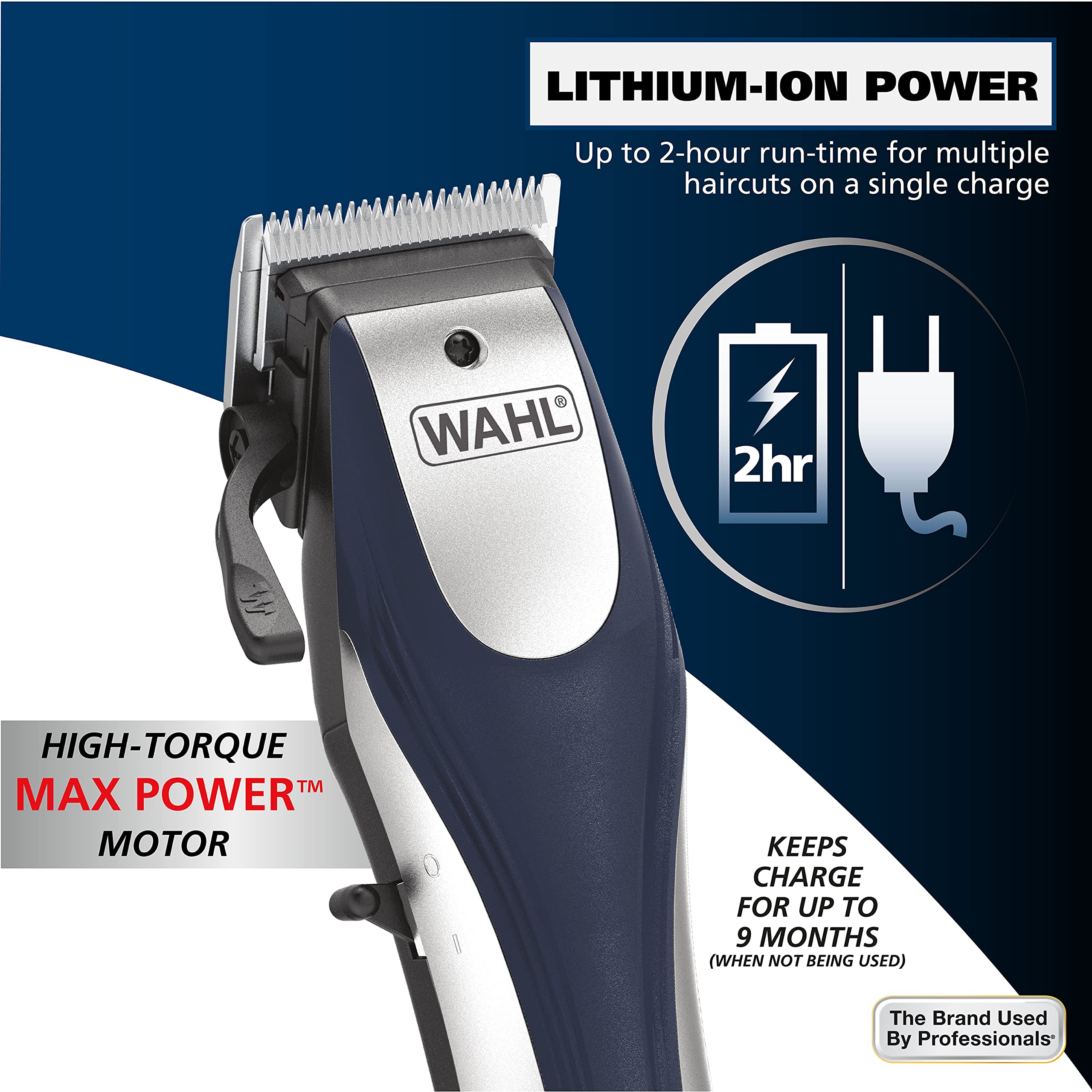 Wahl Lithium Ion Pro Rechargeable Cordless Hair Clippers for Home Haircuts | Cordless At Home Haircuts For Men, Women & Children, Smart Charge Technology For Convenient Haircutting – Model 79470