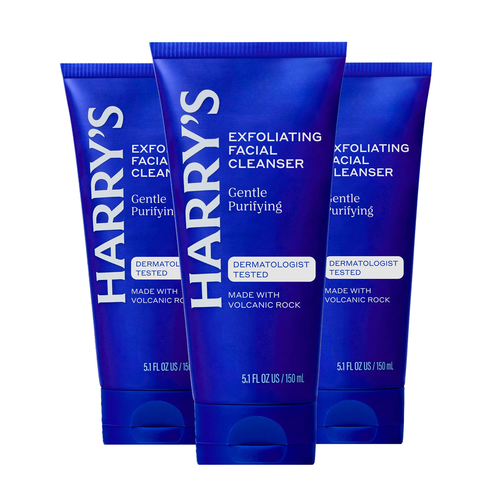 Harry's Exfoliating Face Wash for Men - 5.1 fl oz (3 Pack) | Gentle Facial Skin Care Products with Volcanic Rock Exfoliant - Dermatologist Tested