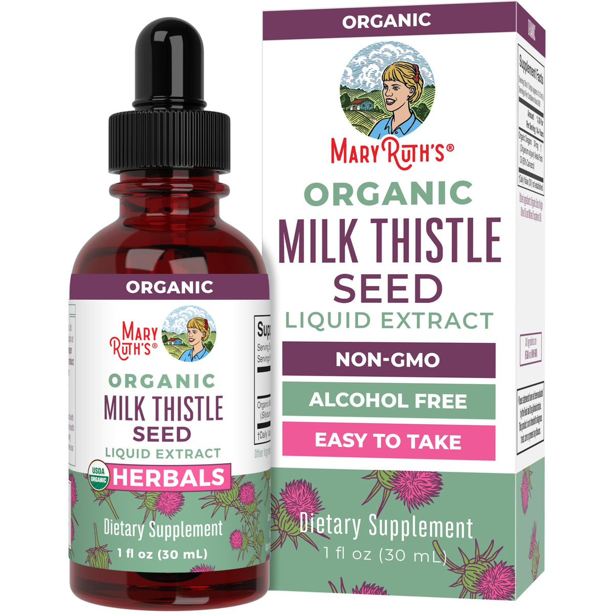 MARYRUTH'S USDA Organic Milk Thistle Seed Liquid Extract Drops, 1 fl oz