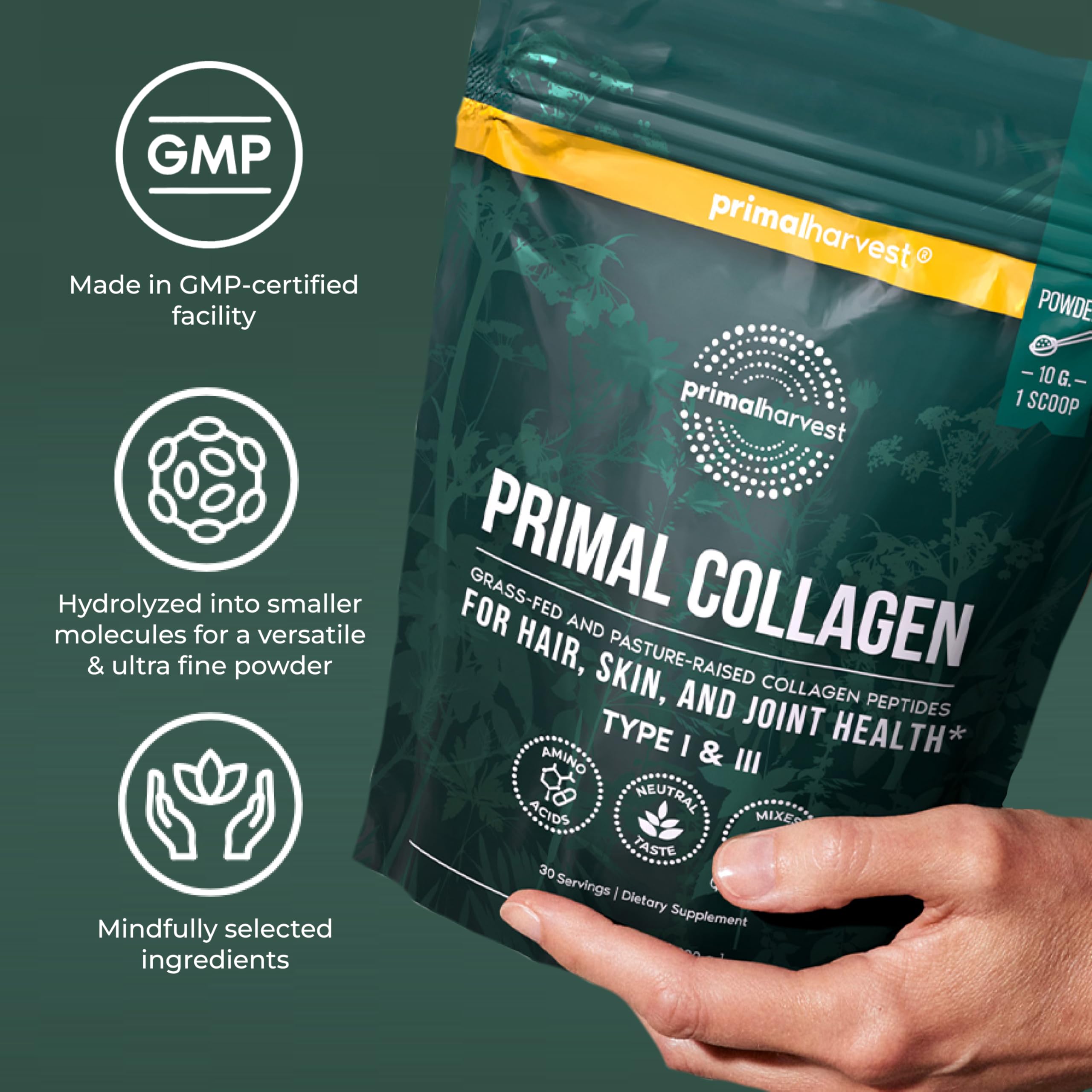Primal Harvest Collagen - Powdered Daily Supplement, Dairy & Gluten Free