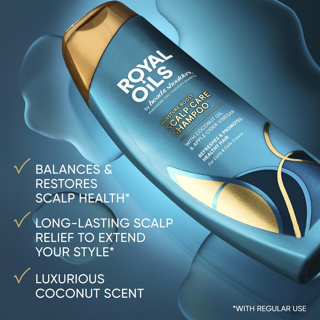 Head & Shoulders Royal Oils Anti-Dandruff Shampoo and Conditioner Twin Pack, 1% Pyrithione Zinc, Curly Hair, Coily Hair, Scalp Relief, Moisture Renewal, 31.4 fl oz Each