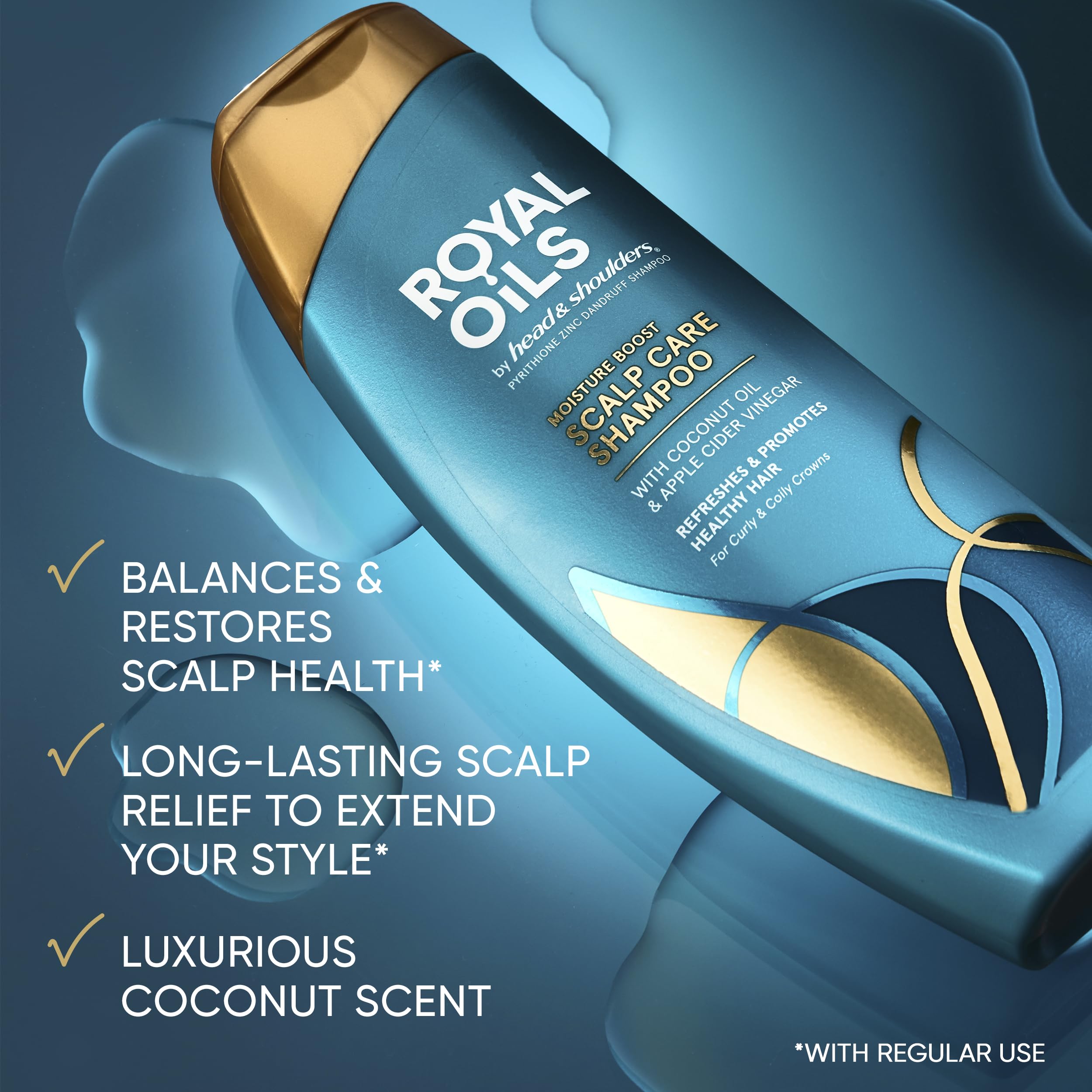 Head & Shoulders Royal Oils Anti-Dandruff Shampoo and Conditioner Twin Pack, 1% Pyrithione Zinc, Curly Hair, Coily Hair, Scalp Relief, Moisture Renewal, 31.4 fl oz Each