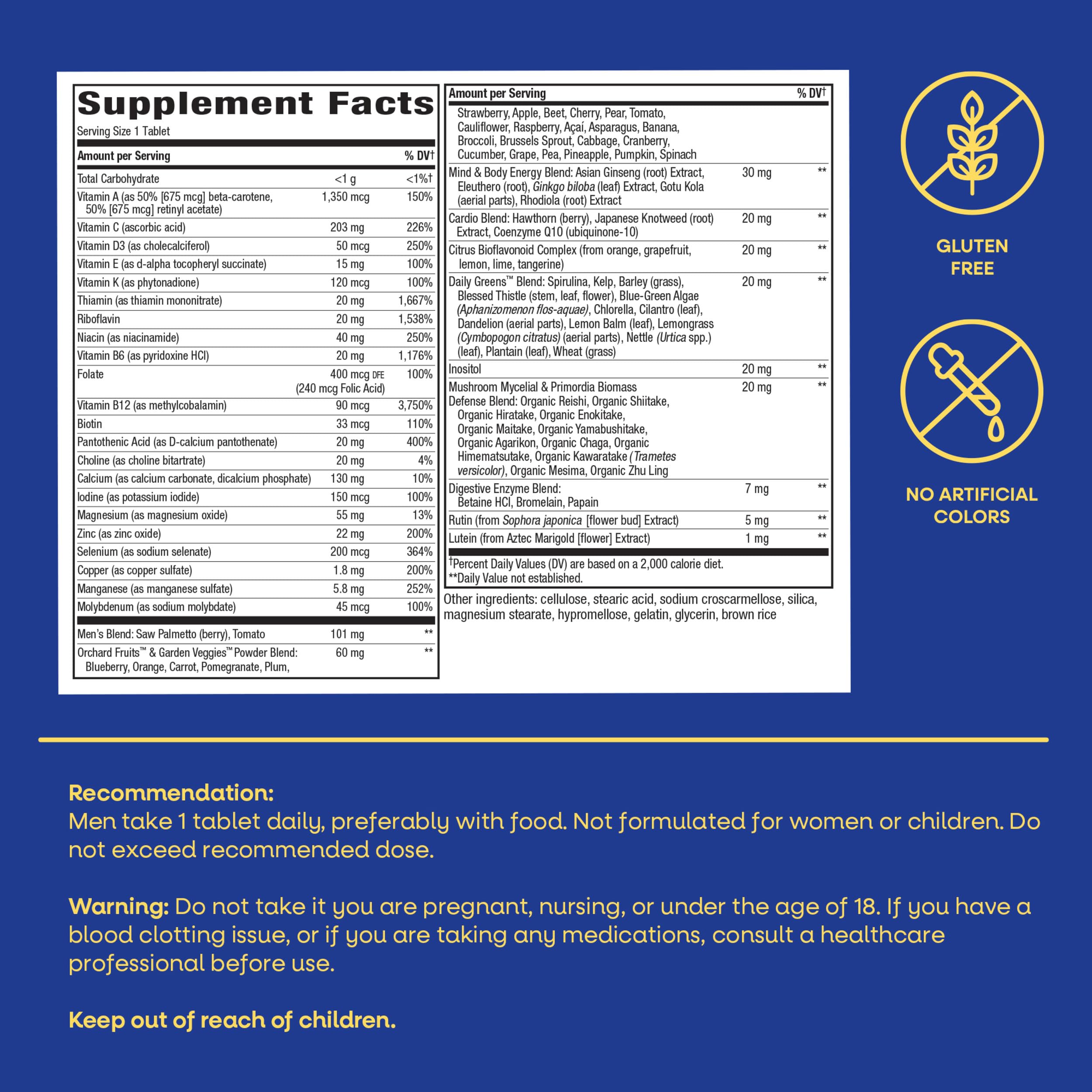 Nature's Way Alive! Men's 50 Plus Ultra Potency Multivitamin, 150 ct | Complete High Potency Formula with Vitamin D3, C, E, Methyl B12, Supports Cellular Energy, Heart, Brain, and Eye Health*
