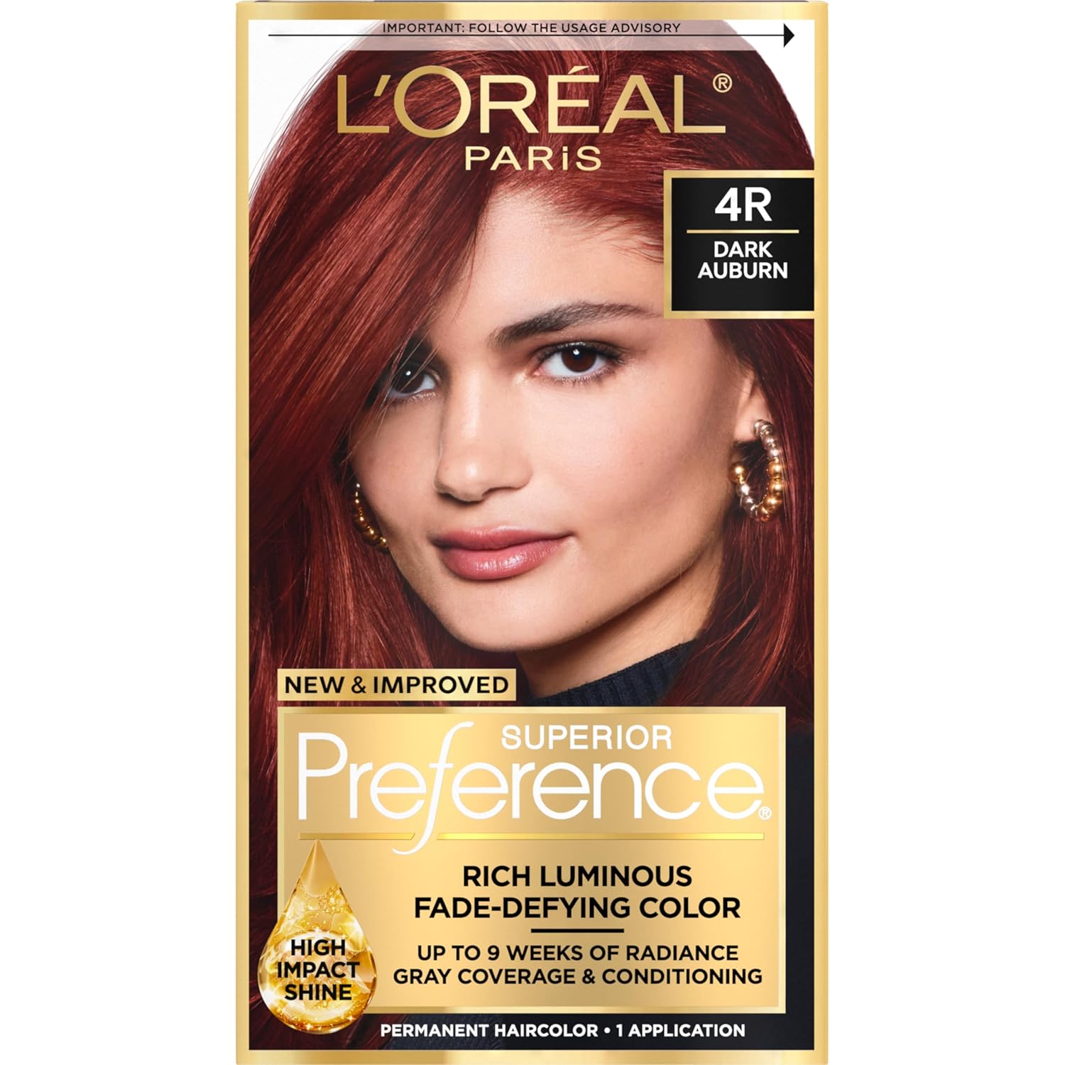 Buy now L'Oreal Paris Superior Preference Luminous Fade-Defying Permanent Hair Color, Hair Dye For Up to 9 Weeks of Radiance, Light Ash Blonde 9A, 1 Hair Dye Kit 4R Dark Auburn 1 Count (Pack of 1) at indiglob india