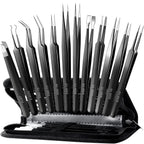 Antonki 12-in-1 Precision Metal Tweezers Set with Leather Case | High Quality, 1.5mm Thick, Strong Hardness, Rustproof, Anti-Static, Tips Cover, Complete Set, Portable Design