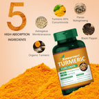 Turmeric Curcumin 1800mg with 95% Curcuminoids & Black Pepper – High Absorption Formula for Joint, Inflammation & Immune Support – Extra Strength, Vegan, Non-GMO – 90 Capsules