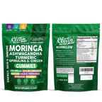 Clean Nutra Moringa Gummies | Pure Moringa Powder Supplement + Ashwagandha Turmeric Spirulina & Ginger Energy, Skin, Immune & Gut Health Green Superfood - Moringa Capsules Alternative