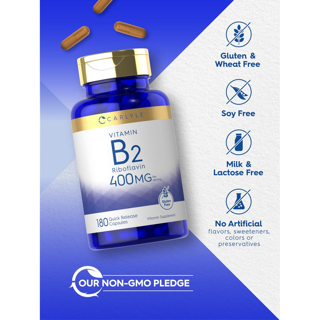 Carlyle Vitamin B-2 400mg | 180 Count | B2 Riboflavin