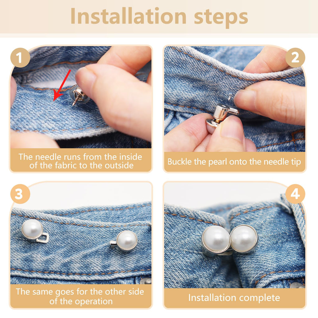ROPAKED 12 Set Pant Waist Tightener Jean Waist Cincher Clip Reusable Waistband Tightener for Clothing Dresses Skirts Buttons Pins for Loose Jeans No Sewing