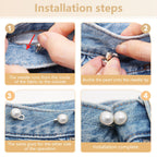 ROPAKED 12 Set Pant Waist Tightener Jean Waist Cincher Clip Reusable Waistband Tightener for Clothing Dresses Skirts Buttons Pins for Loose Jeans No Sewing