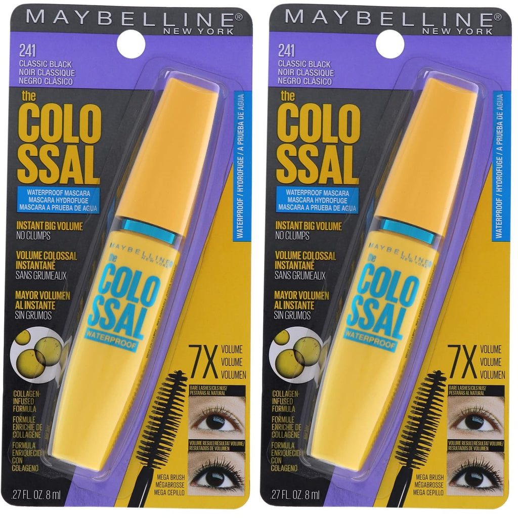 Maybelline Volum' Express Colossal Waterproof Mascara Makeup, Volumizing, Glam Black, 1 Count