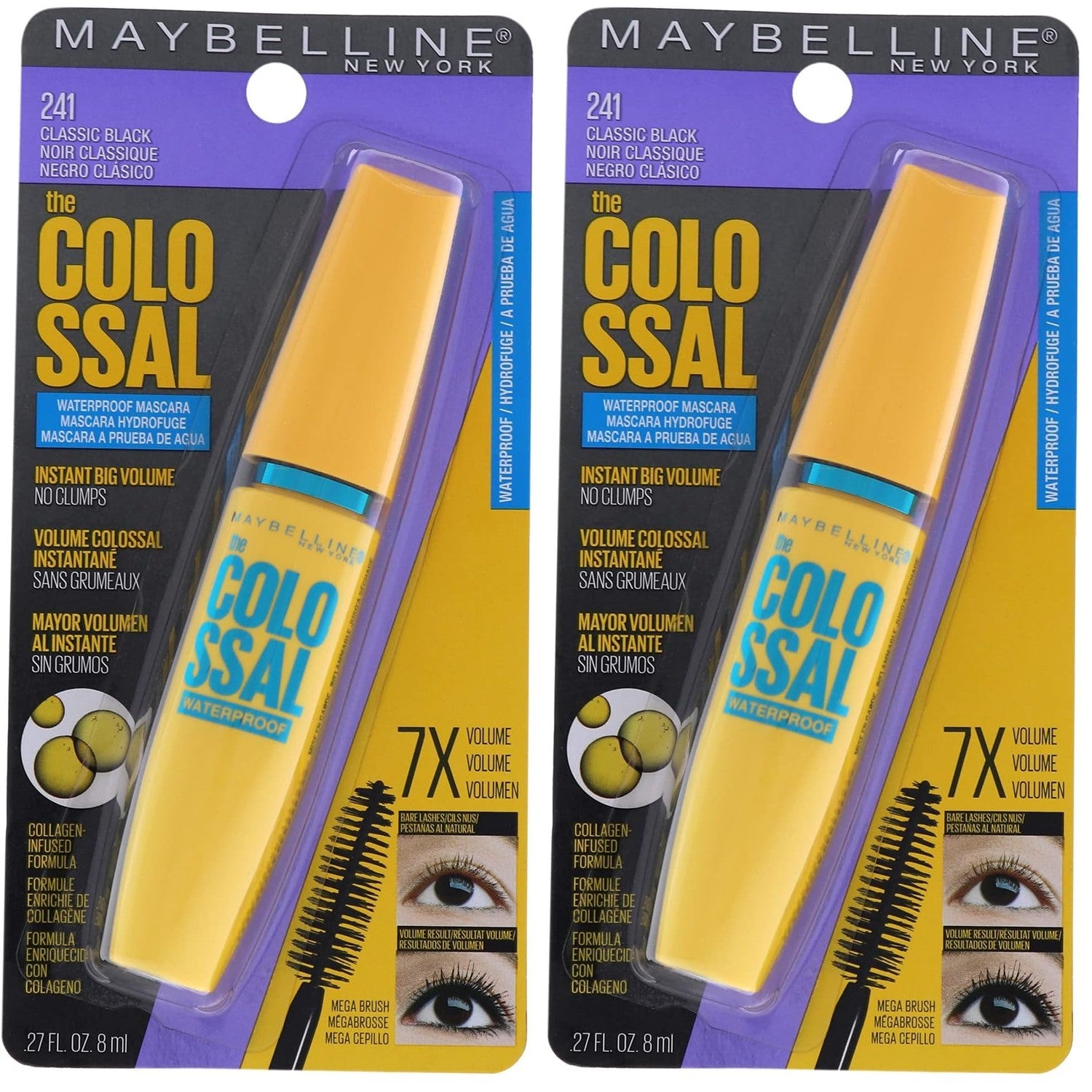 Maybelline Volum' Express Colossal Waterproof Mascara Makeup, Volumizing, Glam Black, 1 Count