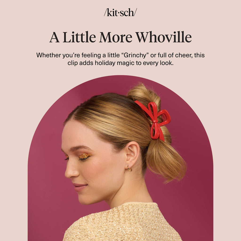 Buy now The Grinch x Kitsch Bow Hair Claw Clip for Women â€“ Strong Hold for Thick or Thin Hair | Glossy Red Hair Clip for Everyday Hairstyle | Ideal Gifts for Women - 1 pc at indiglob india