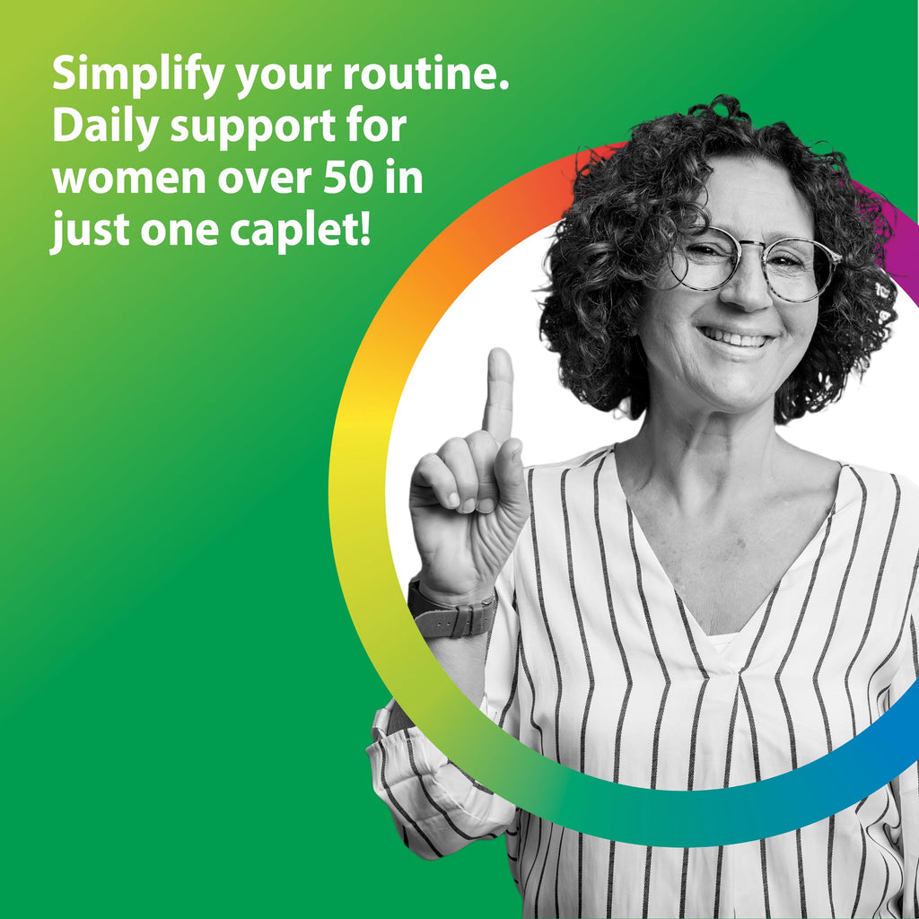 Rainbow Light Womens One + Multivitamin 50 Plus | 90 Caplets | Supports Menopause | Real Food Nutrients, Digestive Enzymes & Probiotics