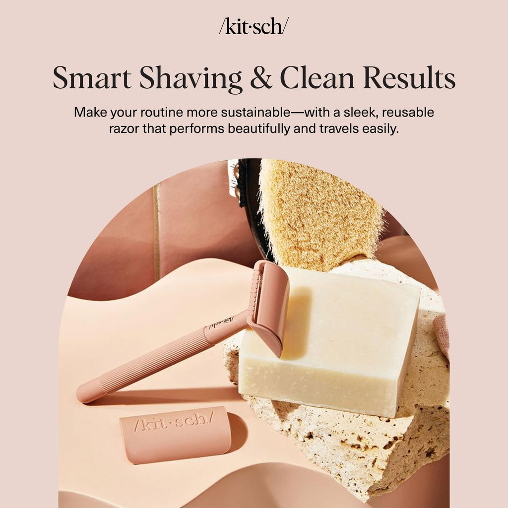Buy now Kitsch Double Edge Safety Razors for Women and Men, Long Metal Handle and Stainless Steel Single Blade Razor with 5 Double Edge Refills, for Shaving and Travel Essentials - Terracotta at indiglob india