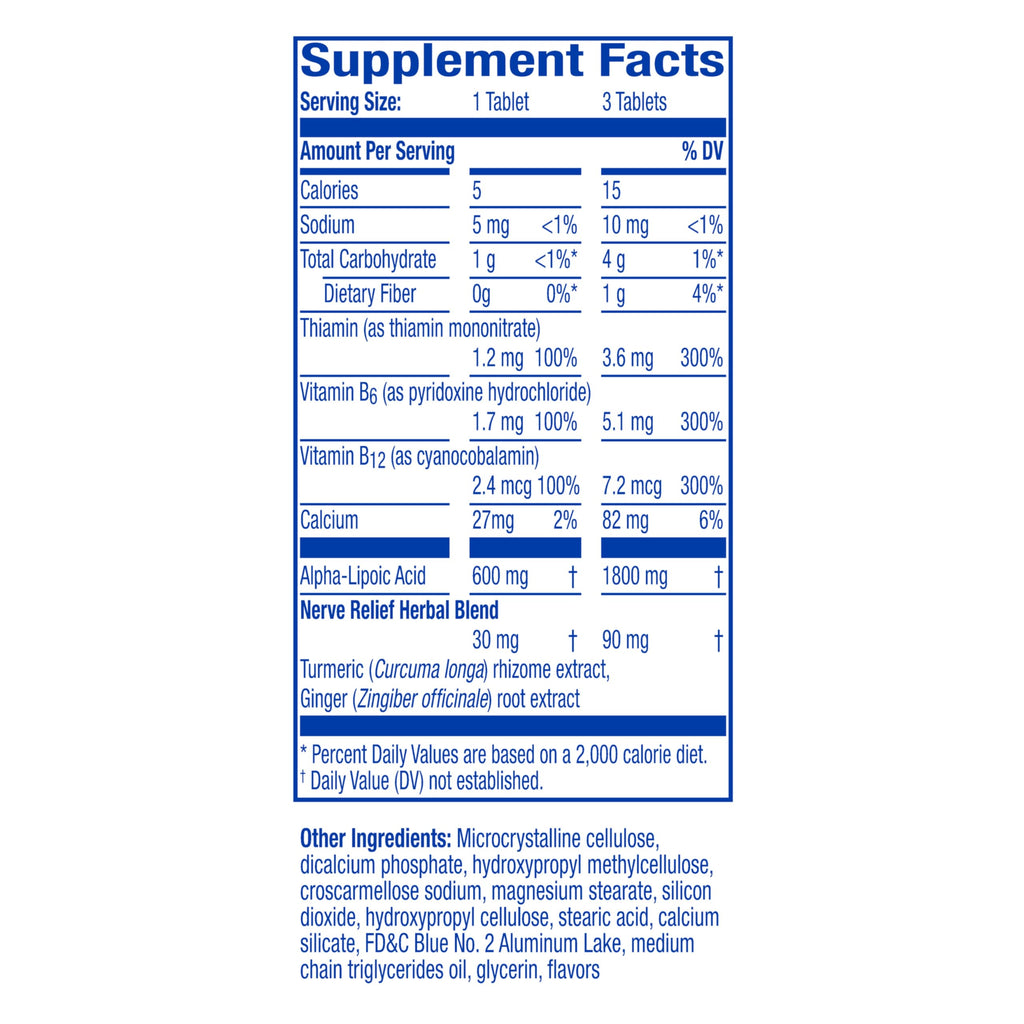 Nervive Nerve Relief, Occasional Nerve Discomfort II, Nerve Relief, Starts Working in 7 Days, Stabbing, Burning, Alpha Lipoic Acid, B Vitamins, Turmeric, Ginger, Supplement, 60 Tablets