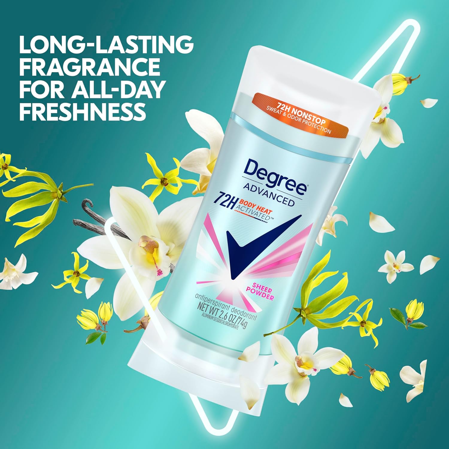 Buy now Degree Advanced Protection Antiperspirant Deodorant Sheer Powder for 72-Hour Sweat & Odor Control for Women, with Body Heat Activated Technology, 2.6 oz at indiglob india