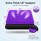 Extra Thick Large Pure Gel Seat Cushion for Long Sitting, Breathable Comfort Cushion for Back, Sciatica, Tailbone & Hip Pain Relief, Washable Portable Cushion for Office Chair, Car, Wheelchair