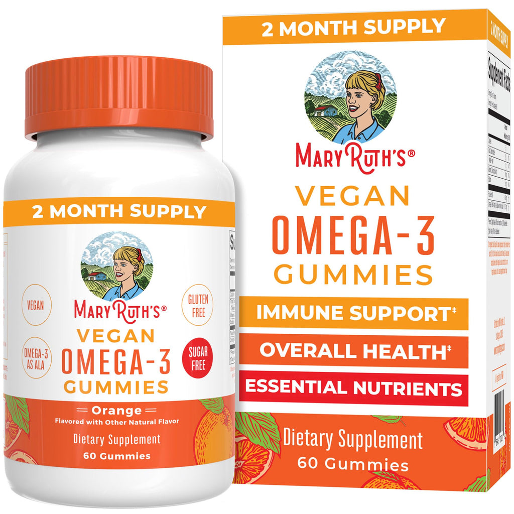 MARYRUTH'S Vegan Omega 3 Gummies for Kids, No Fish Taste, 2 Month Supply | No Fish Taste, 2 Month Supply