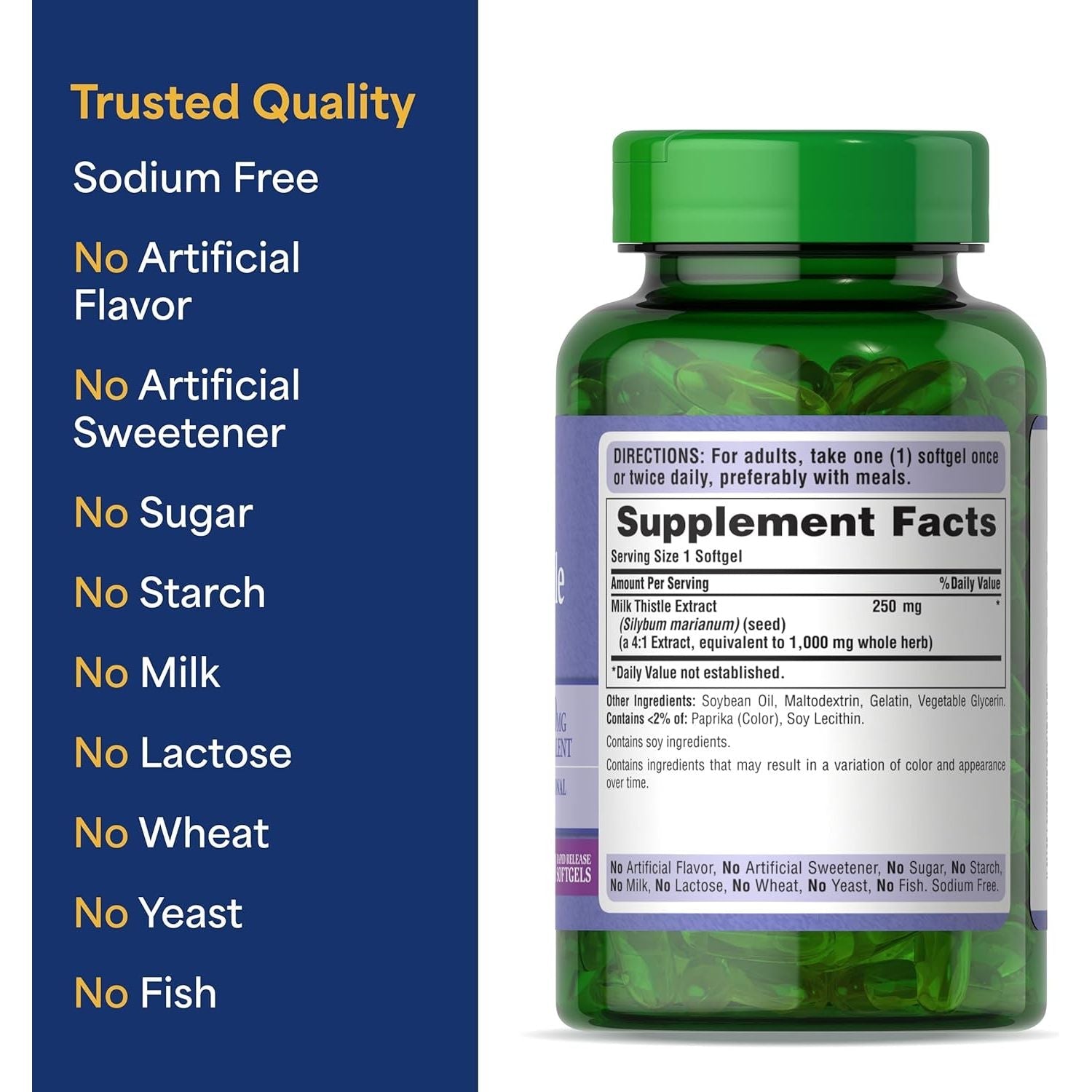 Buy now Puritan's Milk Thistle 4:1 Extract 1000mg 180 Softgels (Silymarin) Liver Health at indiglob india