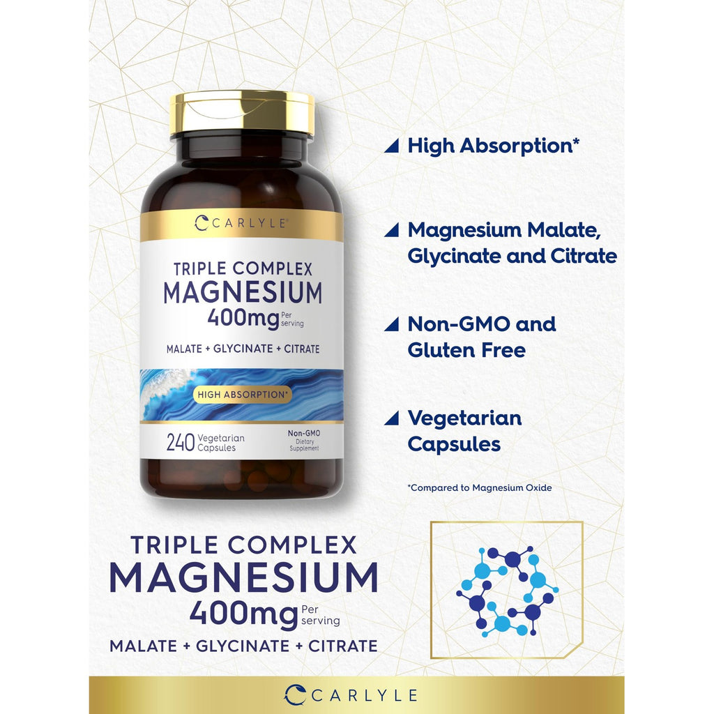 Carlyle Triple Magnesium Complex | 400 mg | 240 Capsules