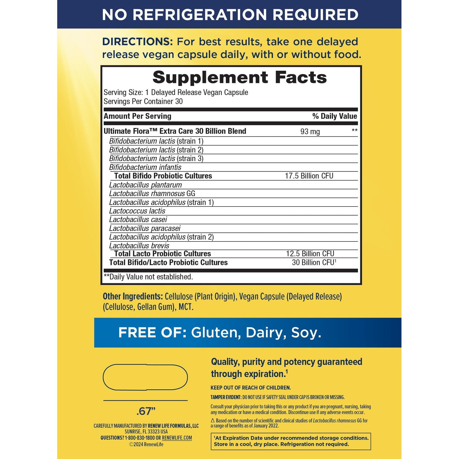 Renew Life Ultimate Flora Probiotic 30 Billion CFU | 30 Delayed Release Vegan Capsules | Microbiome Balance | Dairy, Soy and Gluten Free