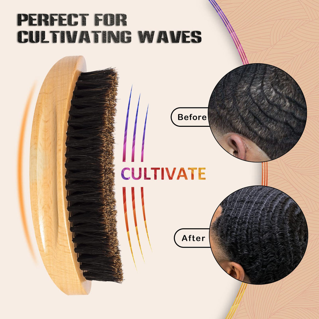 Buy now Wave Brush for Men - Beech Wood & Black Boar Bristle Brush for Cultivating Beards, Hair Waves, and Wolfing at indiglob india