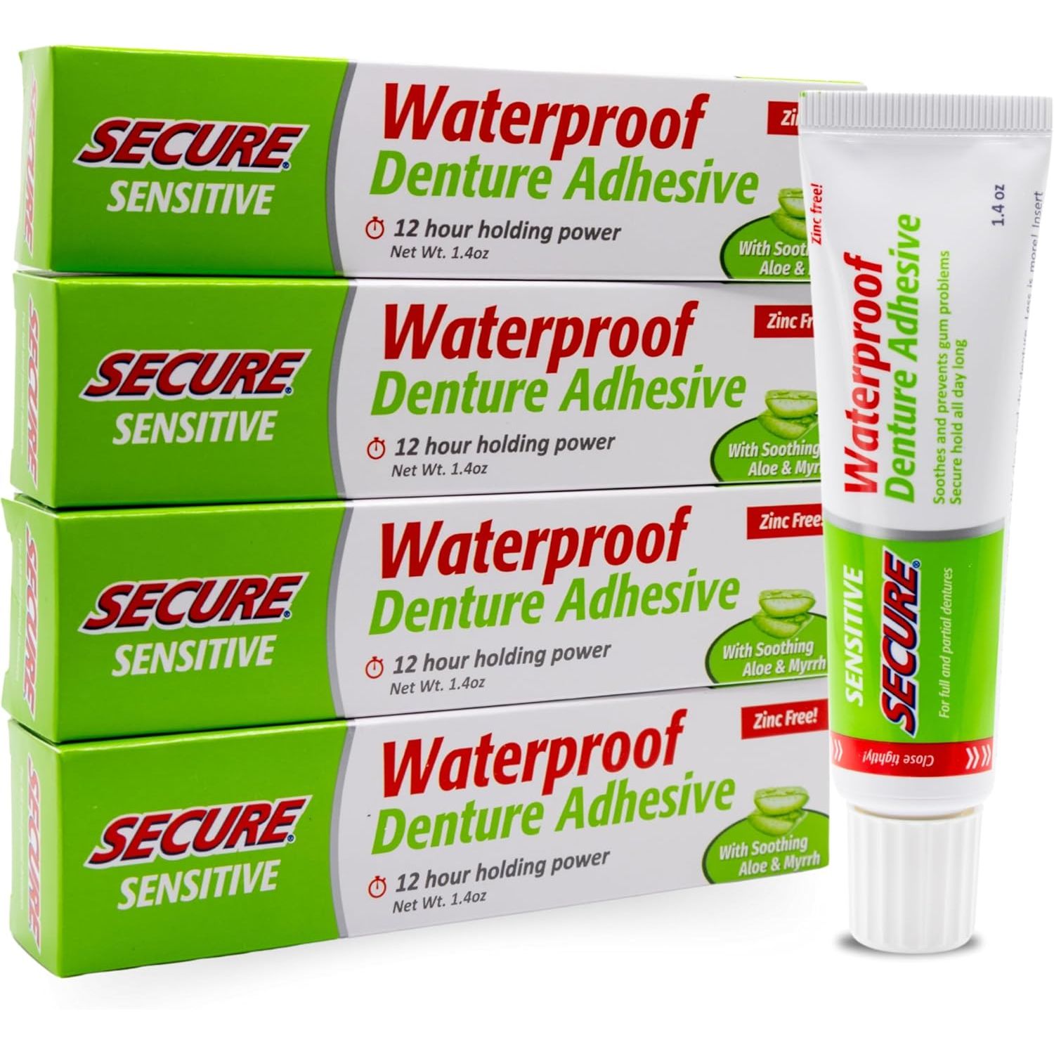 Buy now Secure Waterproof Denture Adhesive - Zinc Free - Extra Strong Hold For Upper, Lower or Partials - 1.4 oz Sensitive 4 at indiglob india