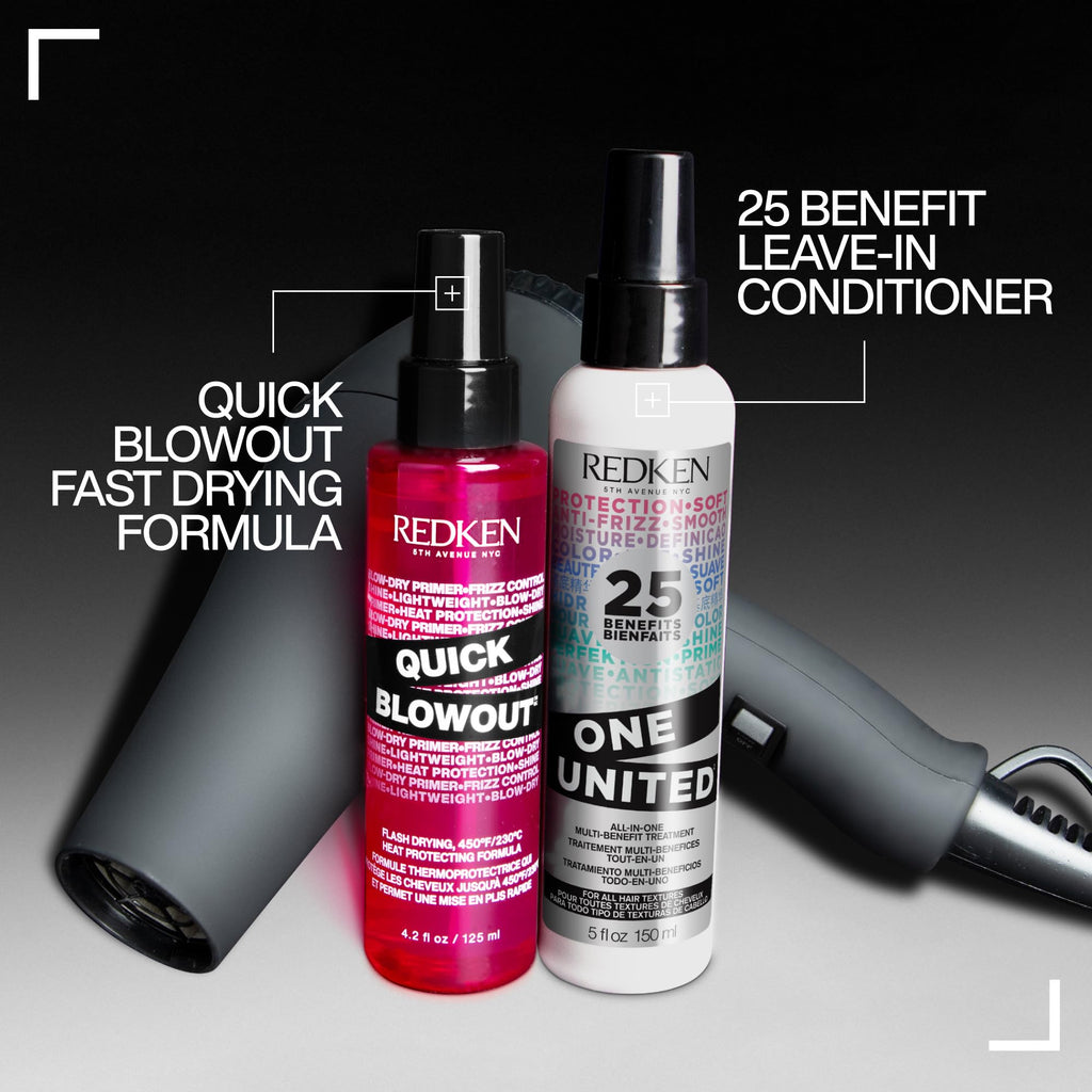 Redken Quick Blowout Heat Protectant Spray For All Hair Types - Smooths & Adds Shine, Lightweight Blowdry Styling Primer with Heat Protection