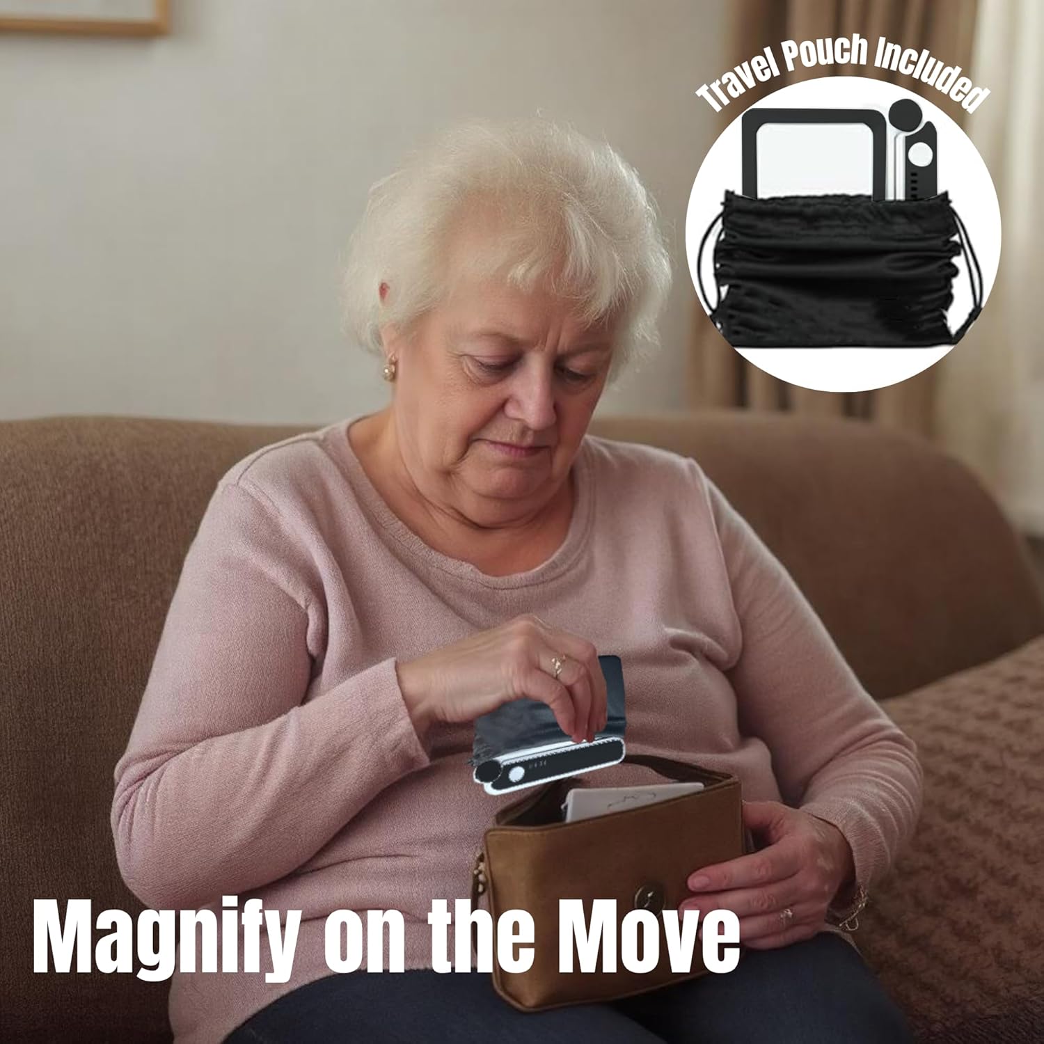 Buy now MAGNIPROS Rechargeable 4X Magnifying Glass with Light for Reading, Large Foldable LED Page Magnifier, Dimmable Handheld Rectangle Magnifier for Seniors, Small Print, Low Vision Books at indiglob india