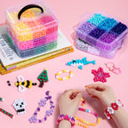 Simetufy 6000Pcs Pony Beads Bulk 30 Colors Rave Kandi Bracelet Making Kit