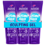 Aussie Instant Freeze Sculpting Hair Gel, Maximum Hold, No Flaking, Long-Lasting, with Jojoba Oil, Sea Kelp, Australian Aloe, Frizz Control, Citrus Floral Scent, 7 Fl Oz Triple Pack
