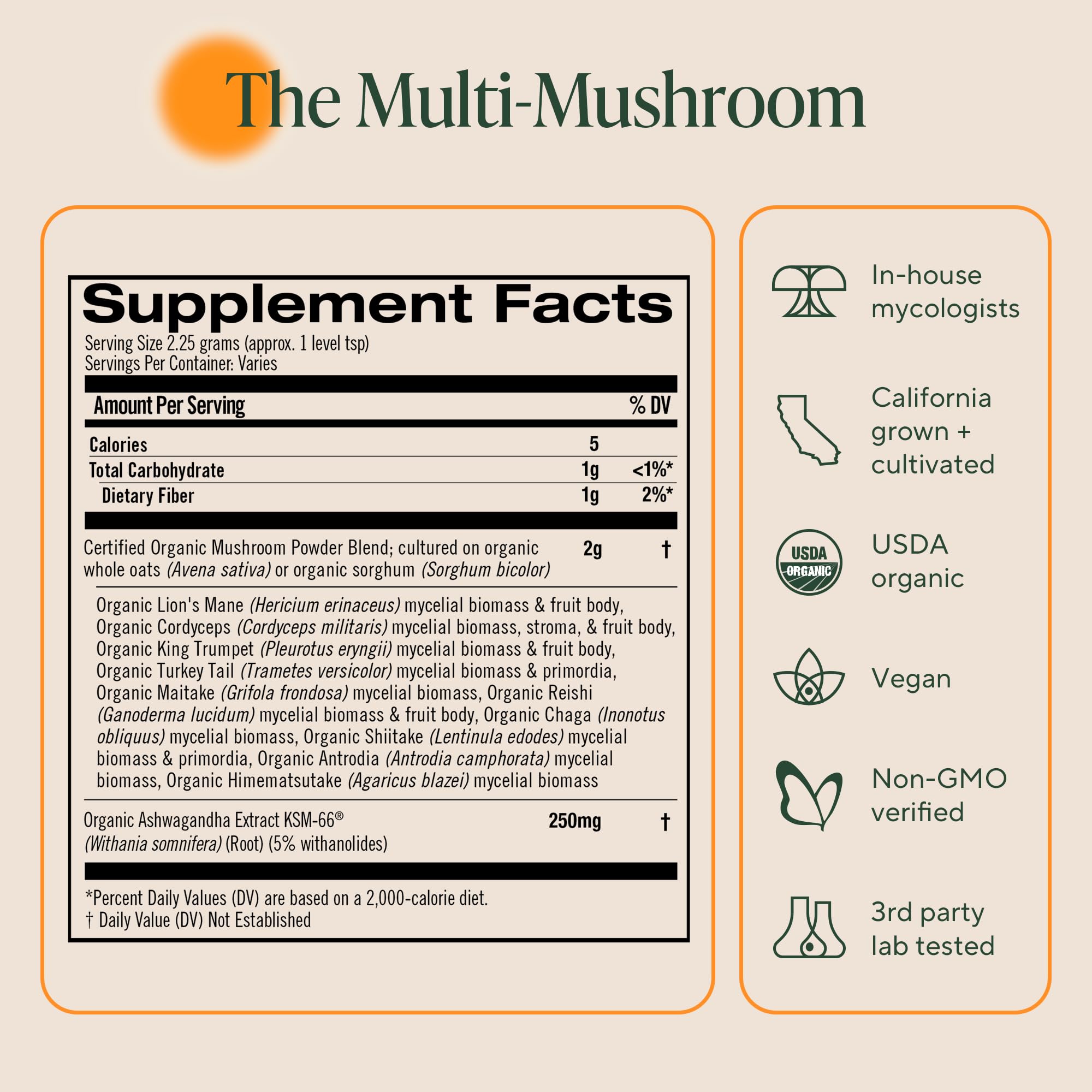 OM Mushrooms Master Blend Mushroom Powder – Organic Mushroom Supplement with 10 Mushrooms and Ashwagandha - Support Immunity, Gut Health & Stress Relief, 6.34 oz (80 Servings)