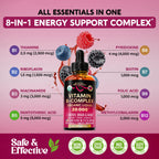 USDA Organic Vitamin B-Complex 20000mcg - B5, B12, B1, B6, B7, B9, B3 - 2Oz | B Complex Liquid Drops - Pantothenic Acid, Methylcobalamin, Thiamine, Pyridoxine, Biotin, Folic, Niacinamide - Berry Flavor