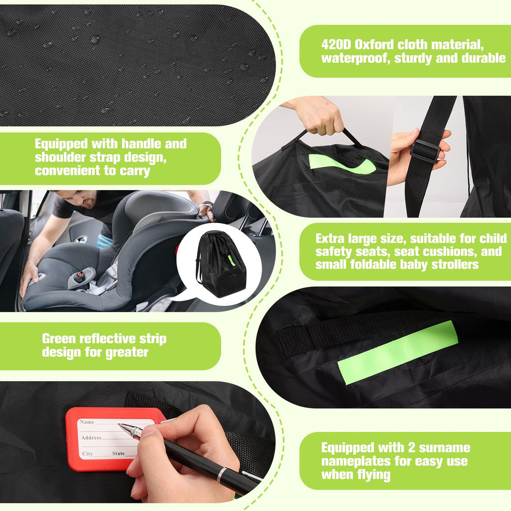 Sublaga Car Seat Bags For Airplane Travel, Durable Carseat Cover For Air Travel Car Seat Travel Bag with Shoulder Straps and 2pcs Luggage Tags For Airplane