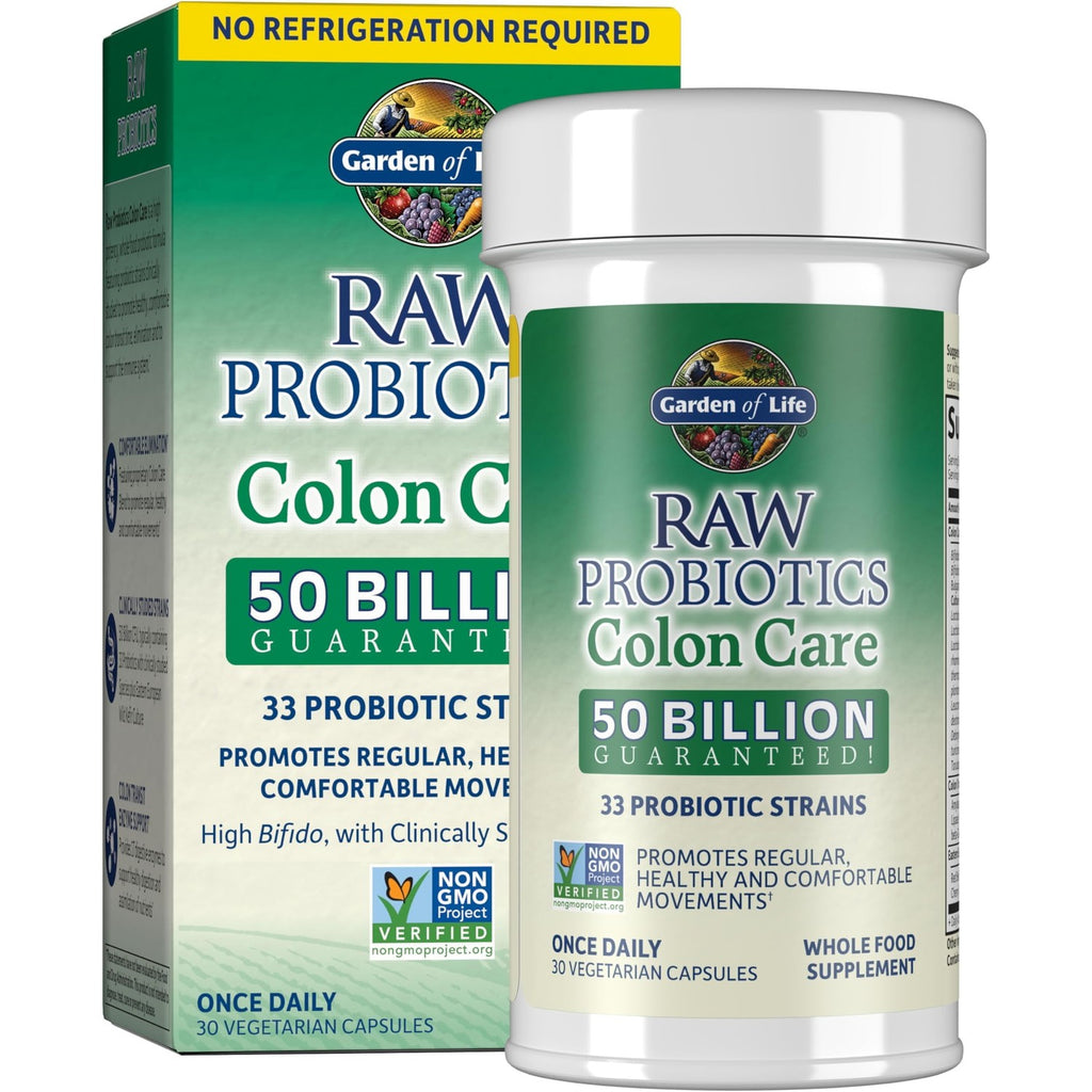Garden of Life Raw Probiotics Colon Care, 50 Billion CFU, 1 Month Supply | 50 Billion Live Cultures - Dietary Supplement to Support Regular, Comfortable Movements