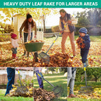 Rake for Leaves Set, Heavy-Duty Garden Rake for Lawns, 73-Inch Adjustable