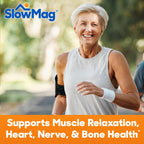 SlowMag Muscle & Heart Magnesium Chloride Supplement with Calcium, 120 Count, Supports Muscle Relaxation, Heart, Nerve & Bone Health, High Absorption