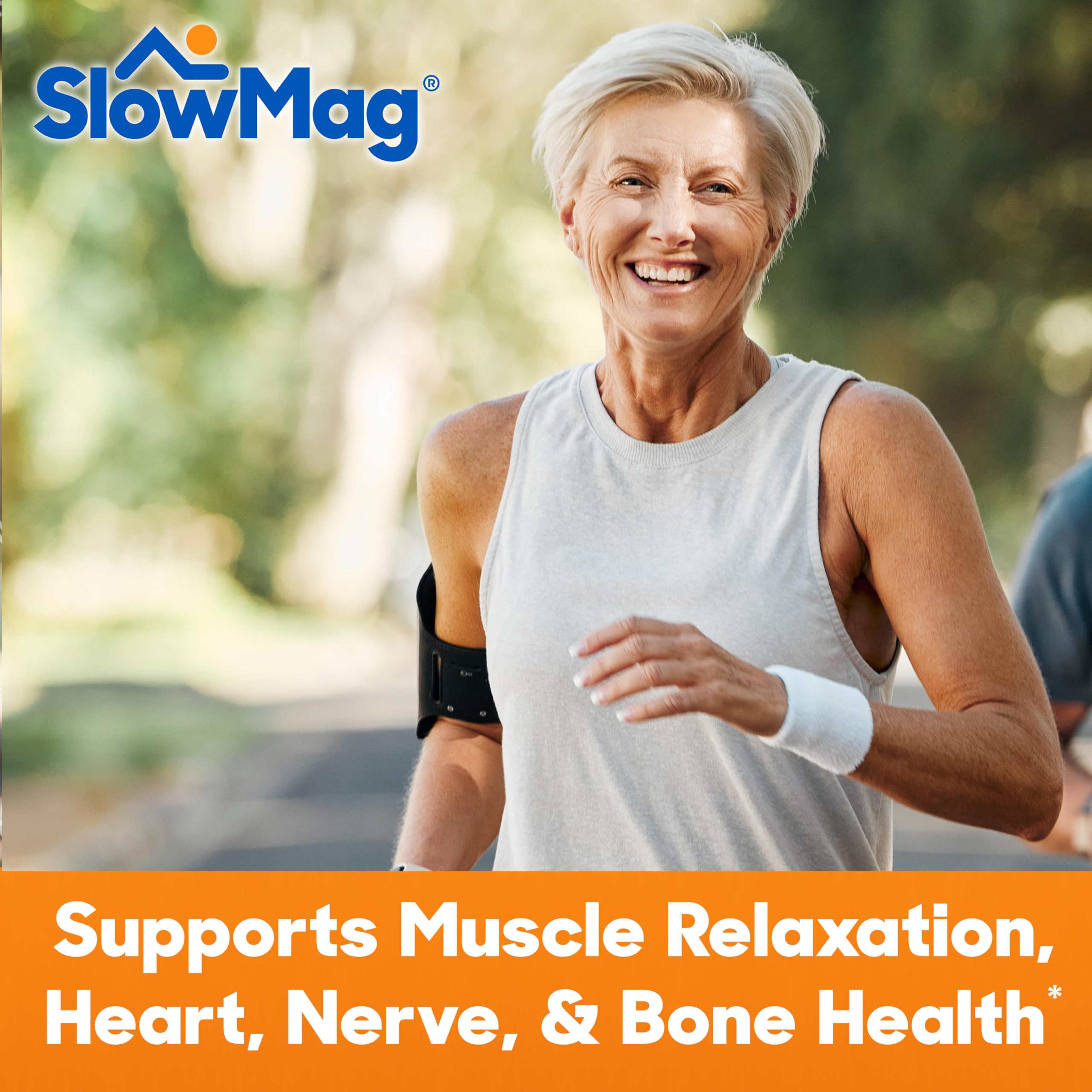SlowMag Muscle & Heart Magnesium Chloride Supplement with Calcium, 120 Count, Supports Muscle Relaxation, Heart, Nerve & Bone Health, High Absorption