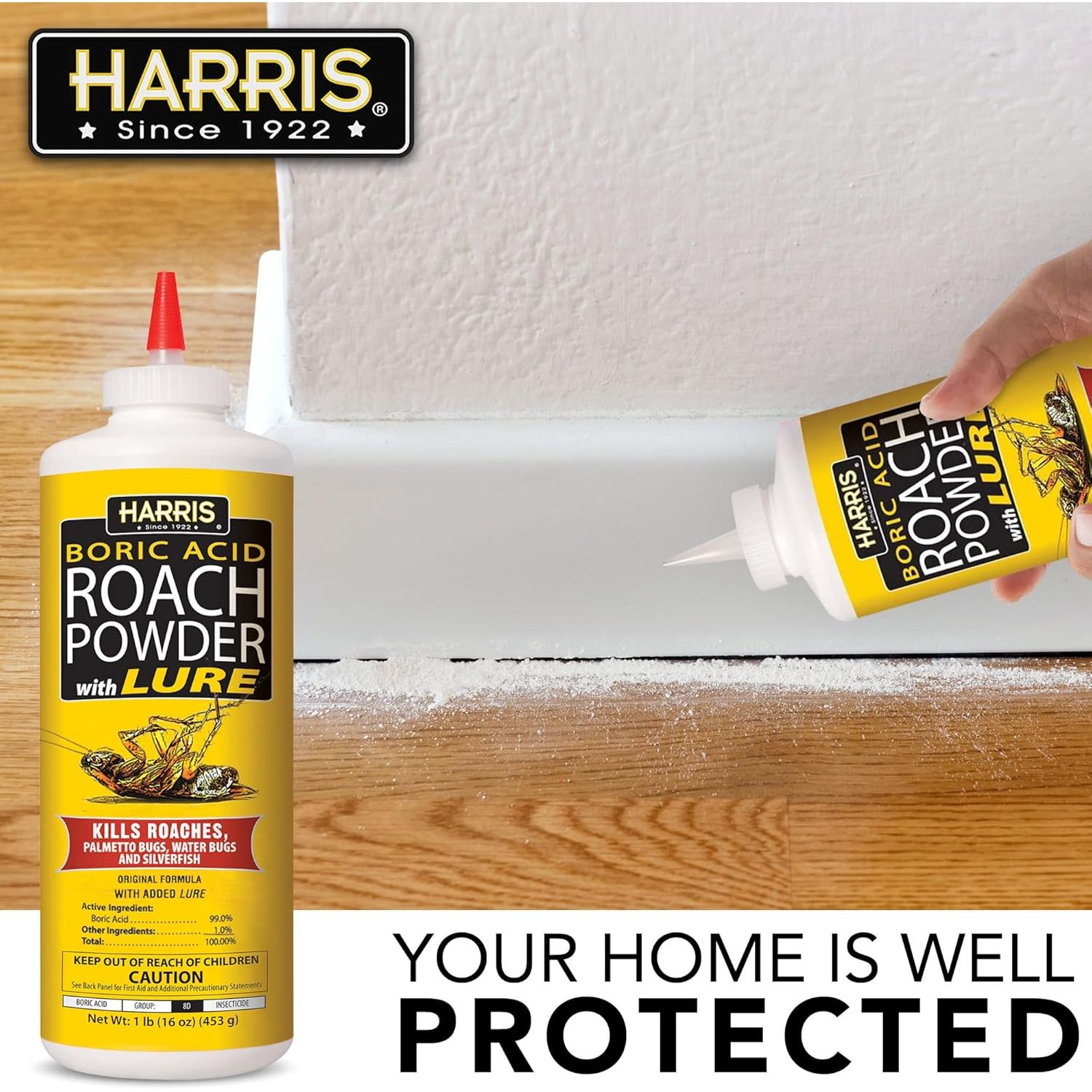 Buy now HARRIS Boric Acid Roach and Silverfish Killer Powder w/Lure for Insects (16oz) at indiglob india