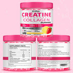 Creatine for Women, 5000mg Complex with Collagen & BCAAs, Vitamin B12 | 120 Ct Sugar-Free Creatine Gummies for Women, Creatine Monohydrate Supplements Pre-Workout Chewbles, Creatina Para Mujeres
