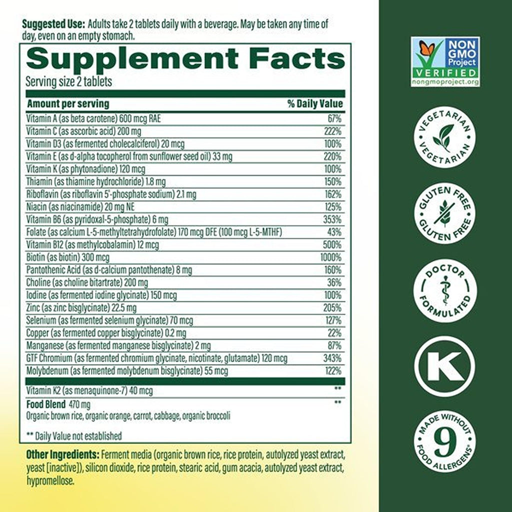 MegaFood Advanced Multivitamin for Men, Doctor Formulated, 120 Tablets | Immune Support, Cellular Energy, Heart & Brain Health, Choline, Methylfolate, Vitamin C, D3, Zinc, Vegetarian, 60 Servings
