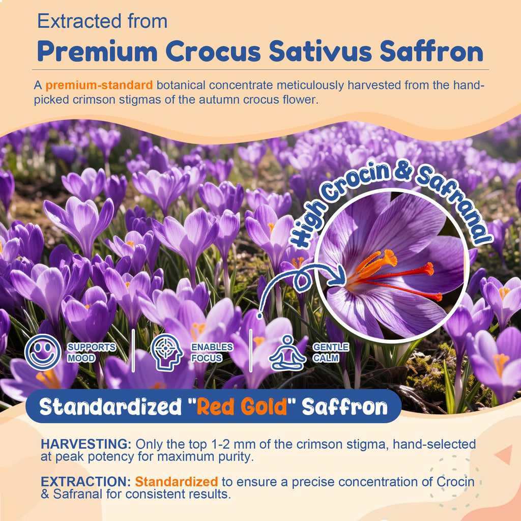 Saffron Kids Gummies: Mood & Focus Support with Magnesium, 0 Sugar | 50mg Saffron, Lion's Mane & PS for School Focus, Calm Mood with Magnesium & L-Theanine. Algal Omega-3 & Lutein Eye Shield