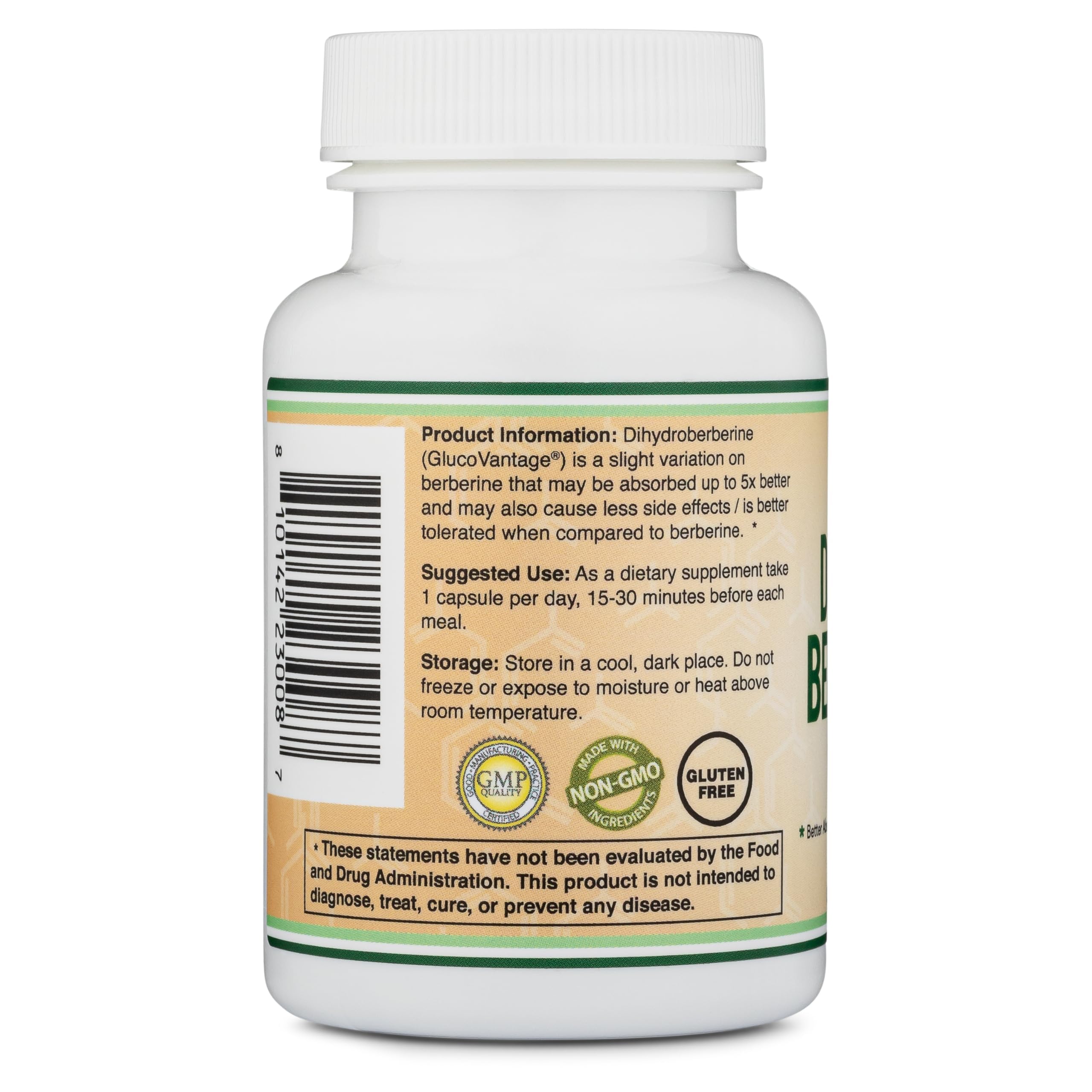 Dihydroberberine 100mg GlucoVantage, Metabolism, 60 Capsules | Metabolism Supplement, Gentler + Better-Absorbed Than Berberine, Patented GlucoVantage